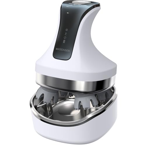 Electric Head Massager, Cordless Waterproof Scalp Cleaning, Soft Silicone Heads with 108 Kneading Nodes, Hair Growth, Portable Handheld Massager for Stress Relax, 4 Modes, Gift for Men Women, White