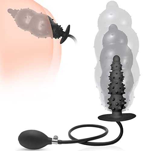 Aufblasbar Analplug mit Pumpe,Buttplug Anal Dildo Particle Plug(40 * 12cm),5 Beads Analkugeln Verstellbar Riesen Dildo für Vagina Anus Expansion,BDSM Sex Spielzeug für Frauen Männer Paare Extreme (A)