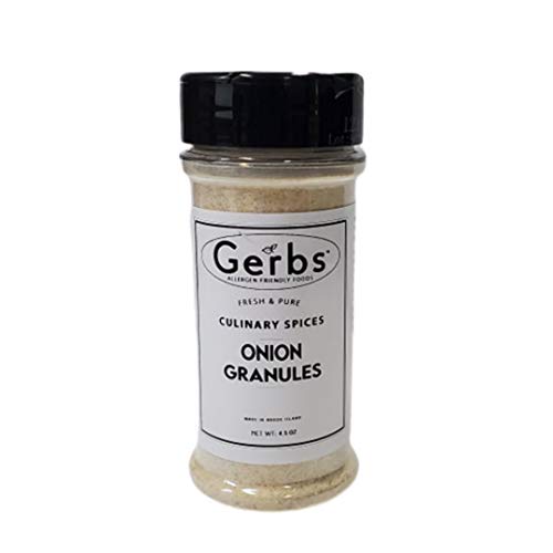 GERBS Onion Granules 4.5 oz Shaker Jar, Top 14 Food Allergen Free, Gourmet Chef Grade