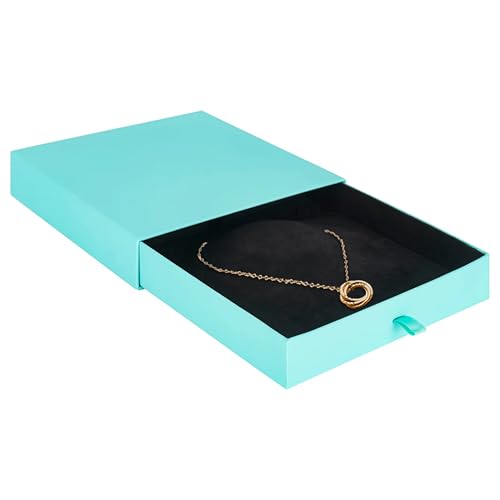 ALLUREPACK Elegante caixa de colar com gaveta deslizante - corrente e colar longo colar de pérolas, caixa de presente para homens e mulheres - estojo para colar com interior de veludo macio e caixa de