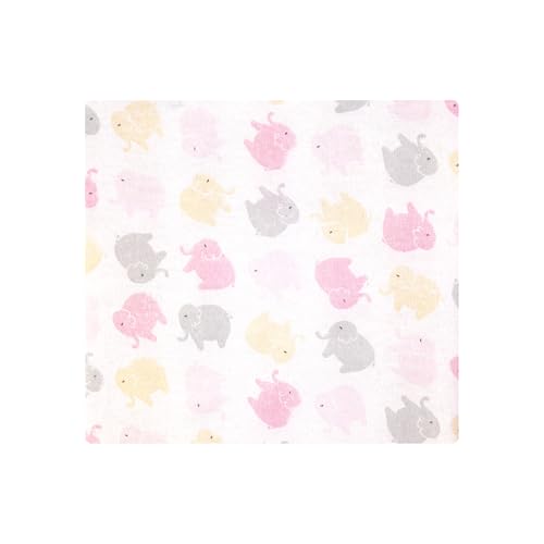 Image of Hudson Baby Unisex Baby Cotton Polyester Flannel Receiving Blankets, Multi Color Girl Elephant, One Size