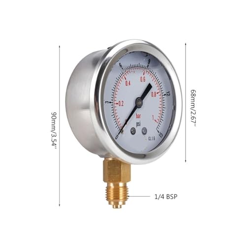 Vacuómetro profesional compuesto de 68mm con baño de glicerina y escala hasta 3000psi 3