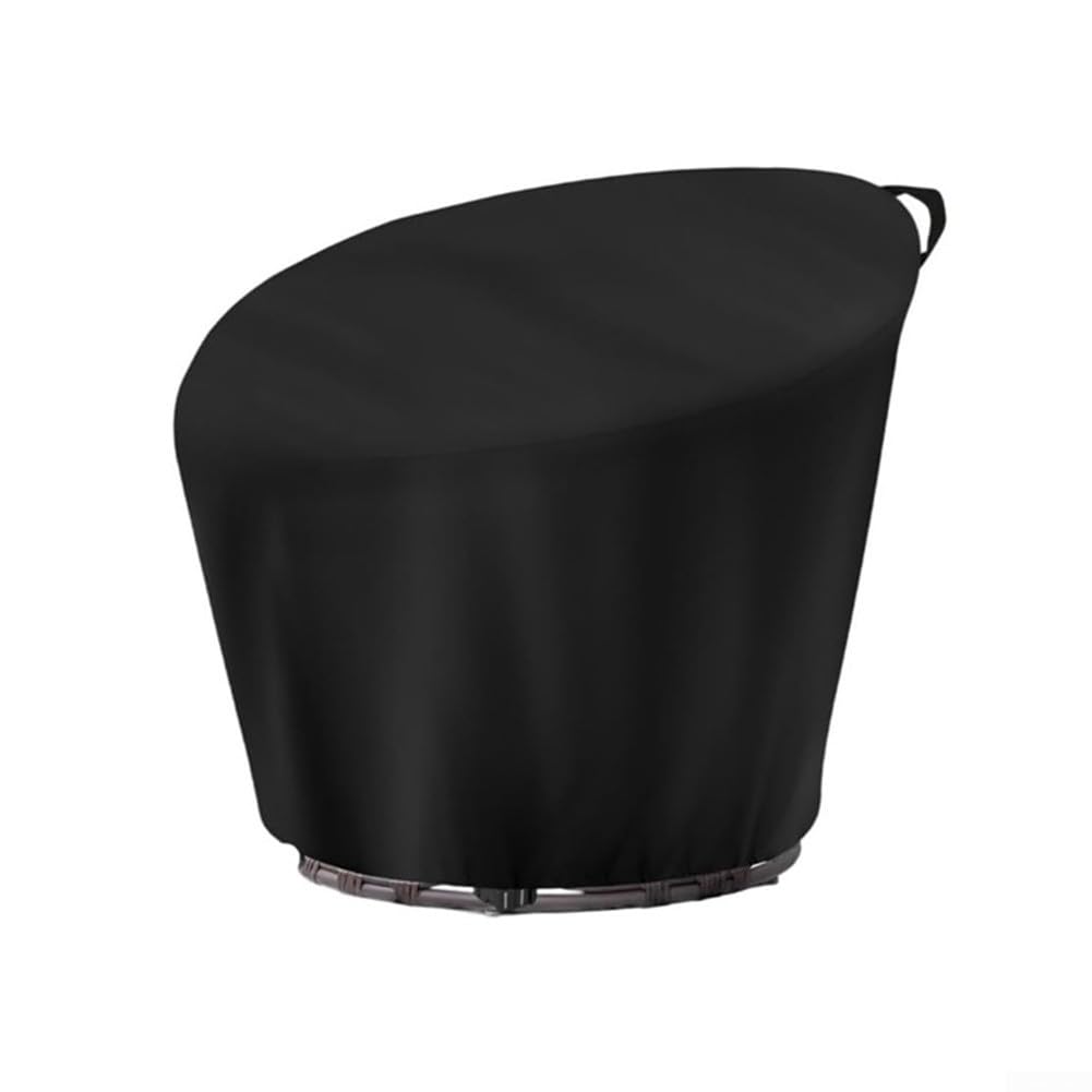 Papasan Housse de Chaise imperméable et Robuste Oxford 210D avec Cordon de Serrage pour Patio extérieur, Sauce, Oeuf, Chaise Ronde en Osier adaptée aux intempéries (Noir 120 x 46 x 89