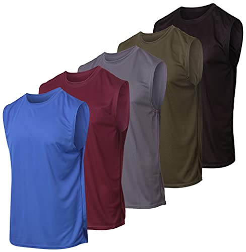 Men's Mesh Tank Top Quick Wicking Jersey Sleeveless Muscle Active Performance Sport Basketball Beach Gym Workout Running Training Fitness Athletic Bodybuilding Undershirt Breathable,Set 4-XXL