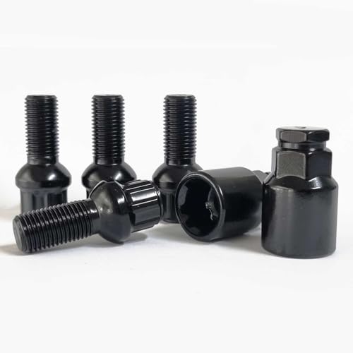 TRACER Wheel Lock Wheel Bolt Set Rim Lock Anti-Theft Device M14 x 1.5 27 mm Ball Collar R13 Black with 2 x Adapters Compatible with Audi, VW, Seat, Skoda