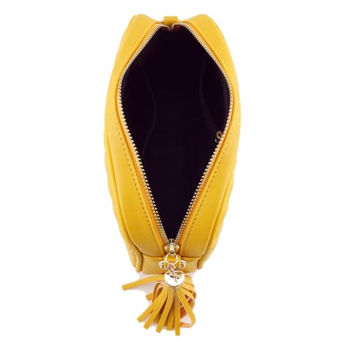 Image of Simple Shoulder Crossbody Bag With Metal Chain Strap And Tassel Top Zipper
