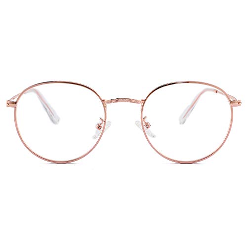Kursan Classic Round Clear Lens Glasses for Women Men Circle Metal Frame Non-Prescription Eyeglasses