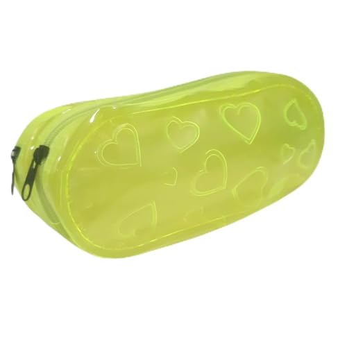 Estojo Escolar Plastico Neon Amarelo 2 Divisorias Trilharty