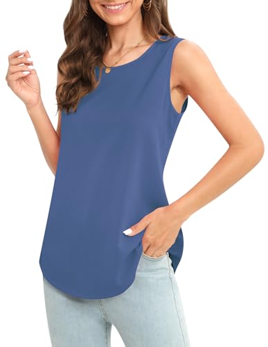 Image of Women's Sleeveless Chiffon Tank Top Business Casual Blouse Tunic Top