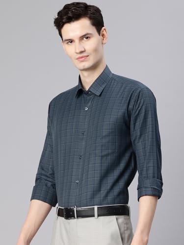 Image of Majestic Man Men's Pure Cotton Slim Fit Checkred Full Sleeve Classic Collar Everyday Formal Shirt