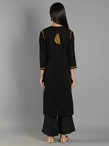 Image of Seva Chikan Hand Embroidered Lucknowi Chikankari Cotton Kurta Kurti for Womens SCL4219