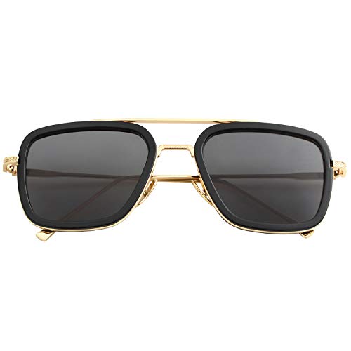 Kursan Polarized Tony Stark Sunglasses for Men Women Vintage Square Metal Frame Iron Man and Spider-Man Eyeglasses4