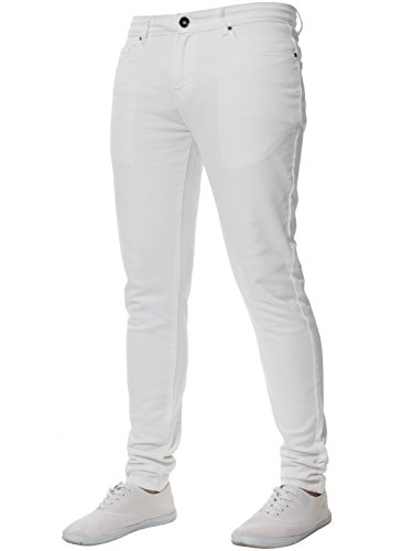 Enzo New Mens Designer Stretch Super Skinny Denim Jeans Blue Black All Waist (34 W X 34L, White)