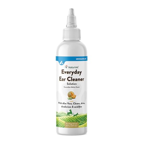 Image of NaturVet Everyday Ear Cleaner Solution with Cucumber Melon Scent for Dogs & Cats 8 oz