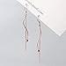 TYERY S925 Plata Temperamento Coreano Moda Ola Gancho para la Oreja Palabra Simple Cuentas Pendientes Largos,rosa de oro, Plata 925