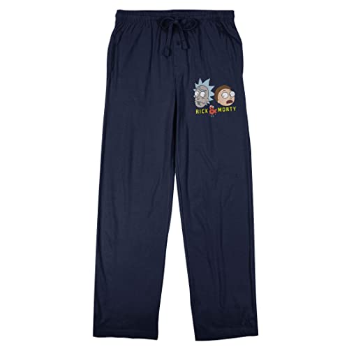 Rick & Morty Character Heads Men's Navy Sleep Pajama Pants