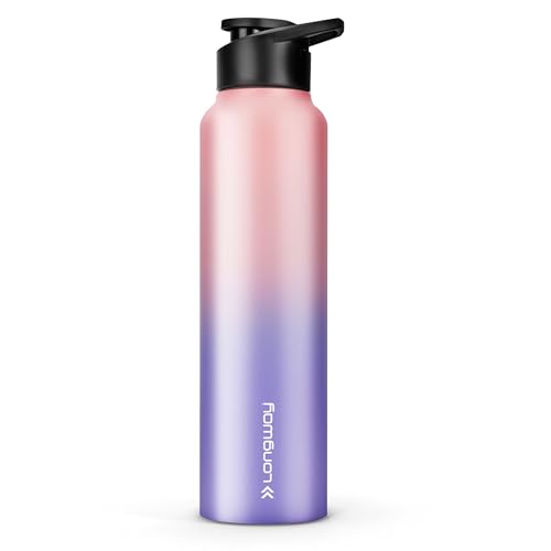 Image of Longway Rush 1 LTR Stainless Steel Water Bottle | Leak-Proof & Rust-Free Design | Perfect for School, Office, Home, Gym, Travel & Ideal for Men, Women & Kids (1000 ml, Aqua-Rose).