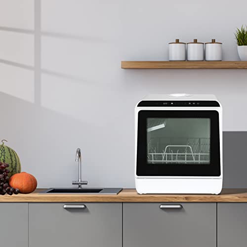 Fullwatt Mini Geschirrspüler für 3 Gedecke Freistehender Tischgeschirrspüler, 5L mit/ohne Wasseranschluss...