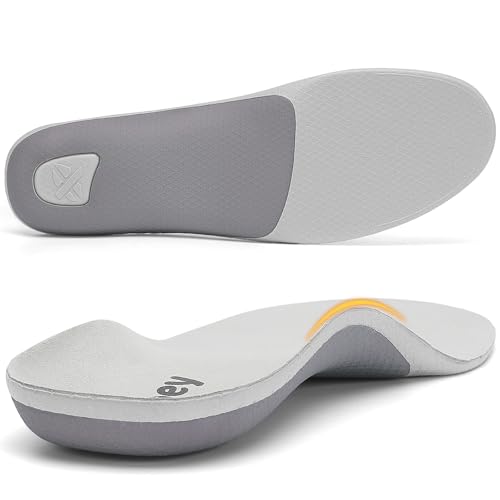 Leebey Orthopädische Einlegesohlen Damen Herren Arch Support Schuheinlagen Komfort Fußgewölbestütze Einlagen für Fersensporn Plattfuß Plantar Fasciitis Fußschmerz Grau 43/44 EU