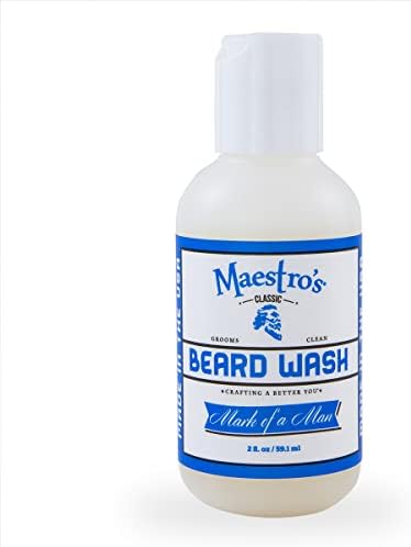 Maestro's Classic BEARD WASH | Anti-Itch, Deep Cleaning, Non-Drying, Fully Hydrating Gentle Cleanser For All Beard Types & Lengths- Mark of a Man Blend, 2 Ounce