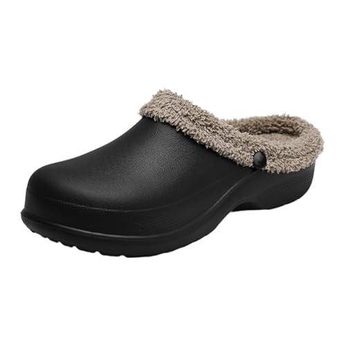 Image of hozihqiong orthopedic slippers for women,Slippers for Women and Men Indoor Outdoor Fur Lined Clogs Memory Foam Warm Fuzzy Winter Waterproof Slipper