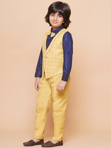 Image of AJ DEZINES Kids Cotton Blend Checkered Clothing Suit Set For Boys With Waist Coat