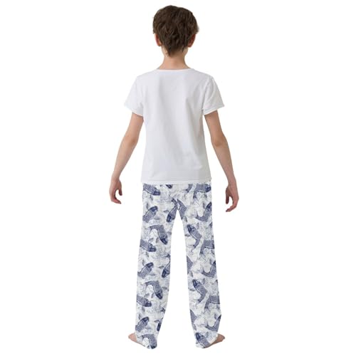 ZZXXB Carp Fish Boys Long Pants Soft Trousers Elastic Waist Kids Lounge Bottoms with Pockets S-XL3