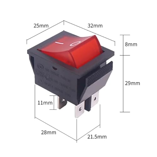 Interruptor basculante KCD4 de 2 posiciones para reparar electrodomésticos con luz 6