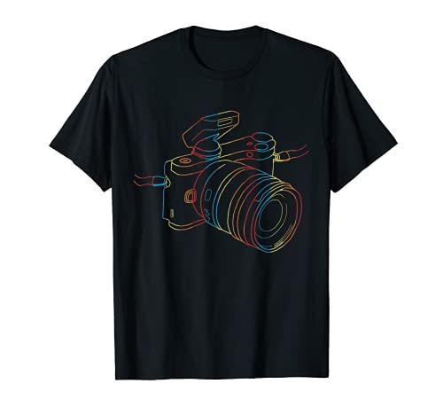 Camera Line Art Photographe Minimaliste Dessin Vintage Rétro T-Shirt