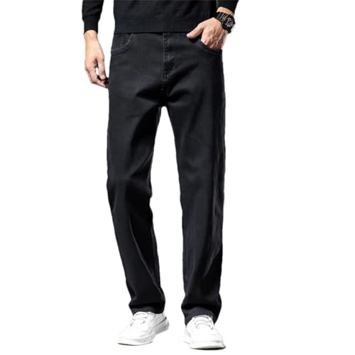 Men Denim Pants Straigh Trousers Classic Caaual Cotton Stretch Size Jeans 196 Black 31