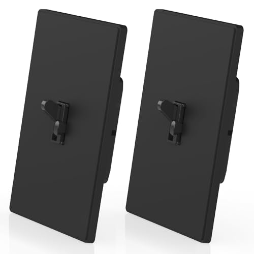 Image of ELEGRP Digital Dimmer Switch for LED /CFL, Toggle Dimmer Switch with Decorative Frameless Design Wallplate, Single Pole /3-Way, UL Listed, 2 Pack, Black