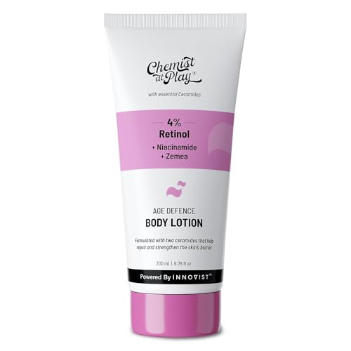 Chemist at Play Loción corporal con 4% de retinol, niacinamida y Zemea Skin Brightening Lotion Body Lotion for Dry & Oily Skin Fights Visible Signs of Aging Nourshes Skin 200 ml