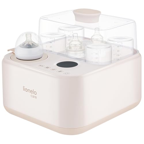 Lionelo Steamup Esterilizador Eléctrico de Biberones 3 en 1, Vapor y Secado Aire Caliente, Calentador de Biberones con Sonda, Panel Táctil Digital, Sin Bpa, Apagado Automático, 4 Biberones, 220–240v