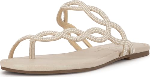 Image of Jessica Simpson Aloni Embellished Flat Sandal, Soft Ivory, 9