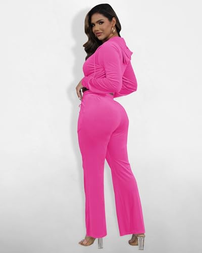 SMSN Women Sweatsuits Set Velvet 2 Piece Tracksuit Outfits Velour Jogging Long Sleeve Sweat Hoodie and Sweatpants Set3