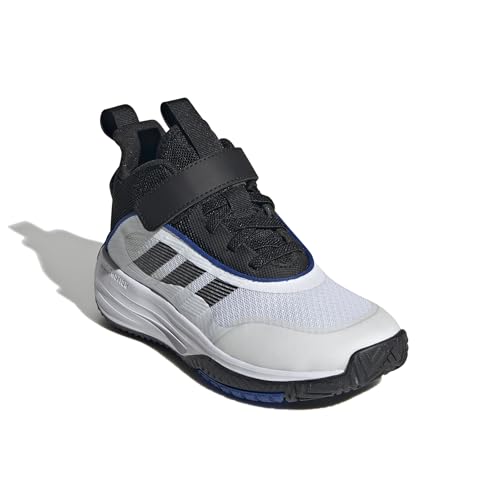 Vista frontal de las zapatillas adidas Ownthegame 3.0 para unisex niños, destacando diseño y comodidad