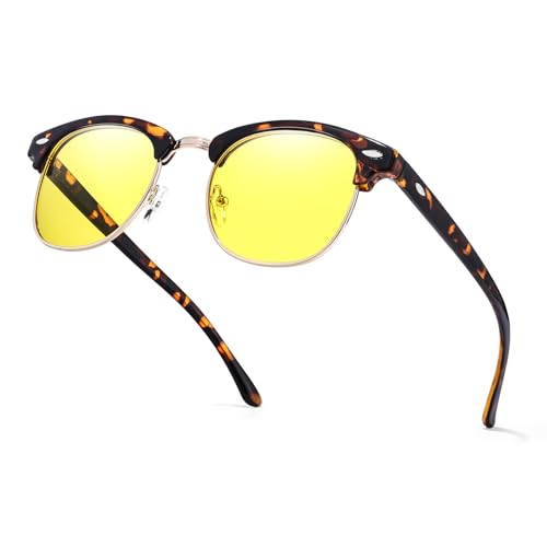 Xfeel Night Driving Glasses for Men Women Anti Glare Night Vision Glasses with Polarized Yellow Lens for Night