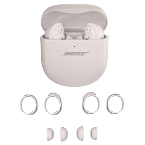 Bose QuietComfort Ultra True Wireless Bluetooth Adjustable Noise Cancelling Earbuds, Spatial Audio, Up to 6 Hours of Play Time, White Smoke Bundle with Alternate Sizing Kit