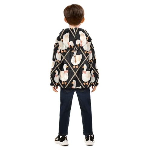 Ducks with Bowties on Black Toddler Fleece Jacket Girl Boys Hooded Fleece Jacket Coat Warm Outwear Zip-up 3-10T4