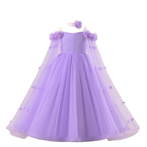 Girl's Off the Shoulder Flowers Tulle Princess Dress with Cap Sleeve Costume Party Prom Dress for Kids Size 2-12
