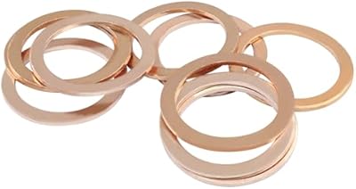 Bivethoi 10Pcs 27mm x 34mm x 1.5mm Copper Flat Washer for Screw Bolt, Crush Washer, Copper Sealing Washers for Automotive, Motorcycles