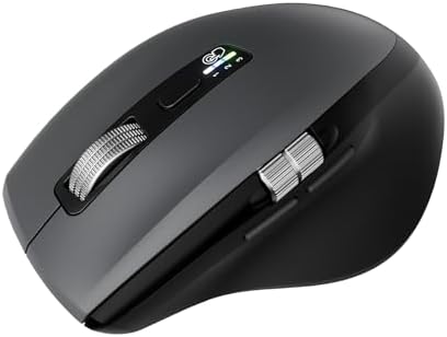 INFINMIND Wireless Side Scroll Mouse with Multi-Device, Ergonomic Computer Mice with Smart Flying Scroll, Quiet Click, 4-Level DPI for Computer, Laptop, iPad, Tablet, MacBook (Grey)