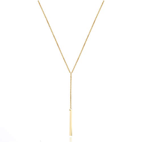 Turandoss Dainty Layering Necklace14K Real Gold Plated Bar Necklaces for Women Adjustable Choker Necklace Simple Necklace for Women Girls