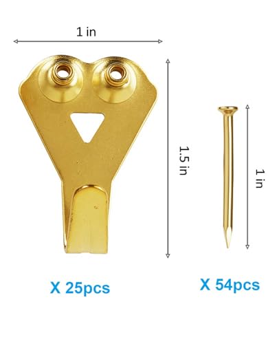 Image of YHYZ Picture Hooks Heavy Duty, Picture Hanging Kit: Hangers (50 lbs) + Nails, Hanging Clock Photo Mirror Painting, for Plasterboard Wood Dry Walls Hardwall