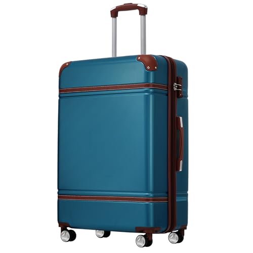 LZ LEISURE ZONE 24 IN Luggage, Single Luggage with Spinner Wheels and TSA Lock, Expandable Lightweight Suitcase for Travel, Blue
