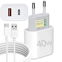 Kit Carregador Super Turbo 40W Porta Dupla (USB-A + USB-C) + Cabo USB e Tipo-C, Compatível com Todos Dispositivos, Iphone 15/16/17 IOS Android Galaxy, Tablets, Notebooks, Linha Premium