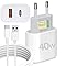 Kit Carregador Super Turbo 40W Porta Dupla (USB-A + USB-C) + Cabo USB e Tipo-C, Compatível com Todos Dispositivos, Iphone 15/16/17 IOS Android Galaxy, Tablets, Notebooks, Linha Premium