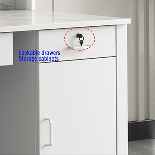 Bureau de réception gain de place avec coins verrouillables, comptoir de réception de bureau moderne, table de vente au détail et design fonctionnel pour les espaces d'affaires