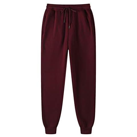 Men's Joggers Clearance Slim Fit Fleece Lined Sweatpants Plain Zipper Pockets Pants Gym Sports Joggers Ideal for Every Day Wear Breathable, Comfortable, Soft Feel Jogging Bottoms Red Wine Cover