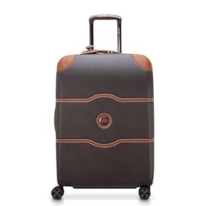 DELSEY PARIS Chatelet Air 2.0 Hardside Luggage with Spinner Wheels, Chocolate Brown, Checked-Medium 24 Inch